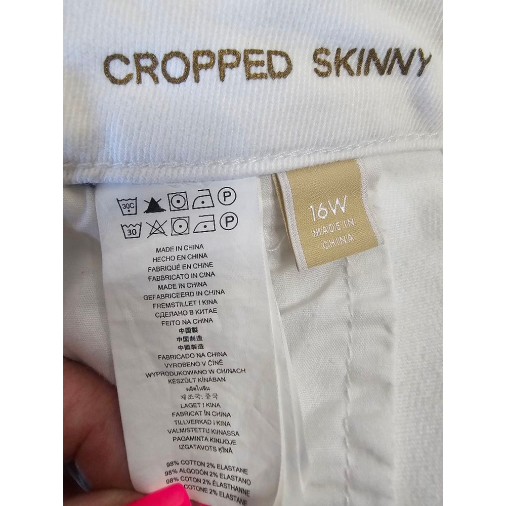 Michael Kors Cropped Skinny White Stretch Denim 16W Lightweight Logo SpringSumme - Picture 9 of 9